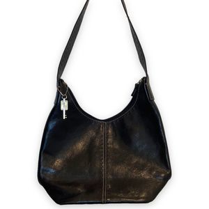 Fossil Leather Shoulder Bag with Charm